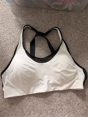 PINK Victoria's Secret White Sports Bra with Black Trim